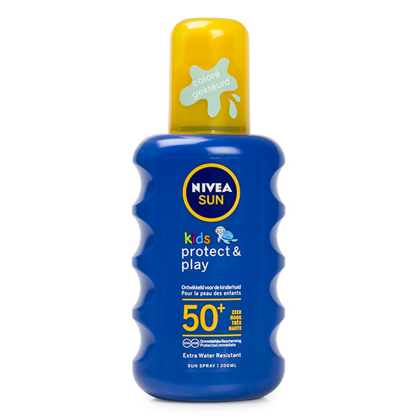 Nivea zonnebrand Factor 50+ (Spray voor kinderen, Gekleurd, Extra waterresistent, 200 ml) Nivea zonnebrand Factor 50+ (Spray voor kinderen, Gekleurd, Extra waterresistent, 200 ml)